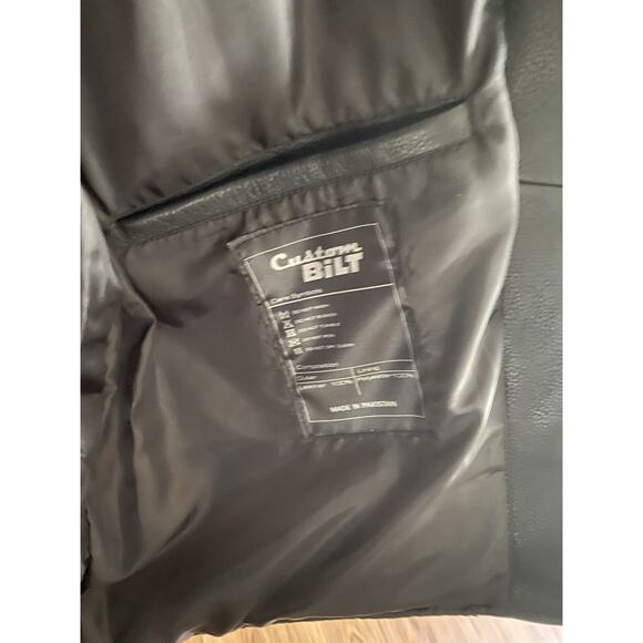 CUSTOM BILT BLACK LEATHER MOTORCYCLE BIKER JACKET - SIZE XL NO FLAWS! - Picture 7 of 11